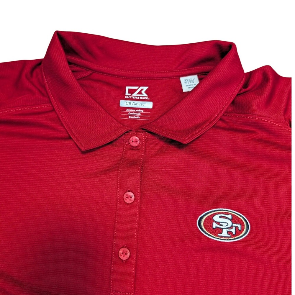 Cutter & Buck Mens San Francisco 49ers Red CB DryTec Polo Shirt XXXL NFL
